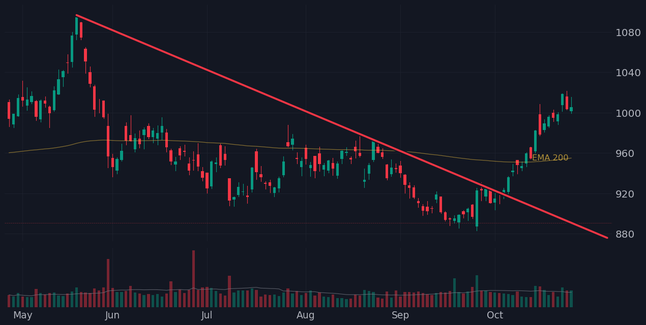 COST daily chart after it broke out through its resistance line